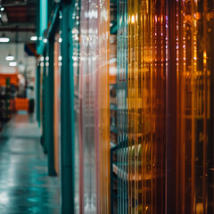 Fototapeta premium Functional and Clean: Plastic Strip Curtain Solutions for Grocery Backrooms