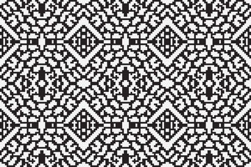 Black and White ethnic geometric seamless pattern. Geometric dark black background. Design for fabric, clothes, decorative paper, wrapping, embroidery, illustration, vector, tribal pattern 