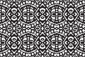 Black and White ethnic geometric seamless pattern. Geometric dark black background. Design for fabric, clothes, decorative paper, wrapping, embroidery, illustration, vector, tribal pattern 