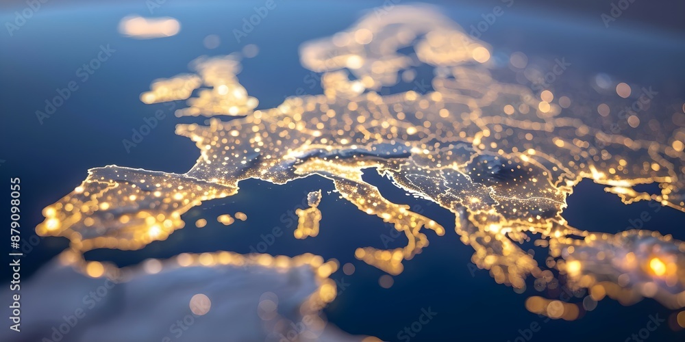 Poster interconnecting communication technology in europe through global internet network. concept internet