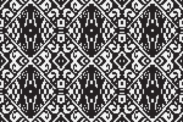 Black and White ethnic geometric seamless pattern. Geometric dark black background. Design for fabric, clothes, decorative paper, wrapping, embroidery, illustration, vector, tribal pattern 