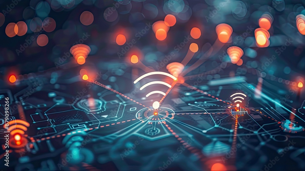 Aufkleber social business communication with wifi icon, emphasizing digital connectivity and networking