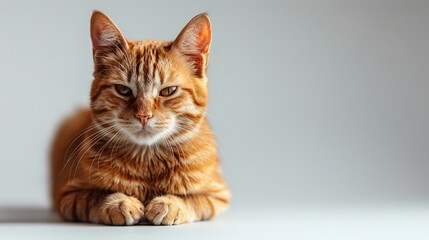 Obraz premium Mischievous Orange Cat with Playful Face Expression on Isolated White Background