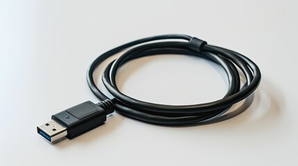 USB Type A to C charger cable on white background, emphasizing mobile data transfer