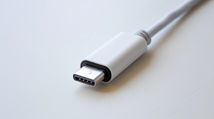 Fototapeta premium USB Type A to C charger cable on white background, highlighting mobile data transfer