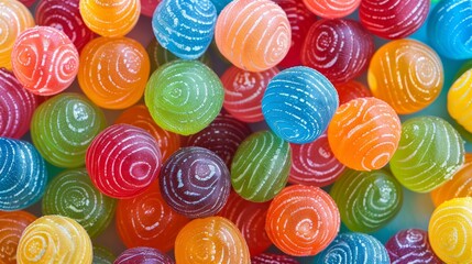 Colorful candy with white swirls. a concept for backgrounds,patterns,or food photography.