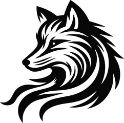 Fototapeta premium Fox head silhouette vector style illustrations. Generative AI