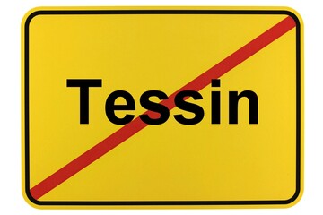 Illustration eines Ortsschildes der Gemeinde Tessin in Mecklenburg-Vorpommern