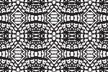 Black and White ethnic geometric seamless pattern. Geometric dark black background. Design for fabric, clothes, decorative paper, wrapping, embroidery, illustration, vector, tribal pattern 