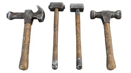 Pack of Sturdy sledgehammers for heavy-duty construction and demolition Isolated on transparent background.