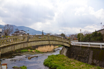 Naklejka premium Yufuin onsen in Beppu city, Oita Prefecture, Kyushu, Japan. 