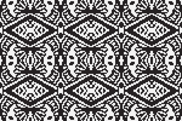 Black and White ethnic geometric seamless pattern. Geometric dark black background. Design for fabric, clothes, decorative paper, wrapping, embroidery, illustration, vector, tribal pattern 