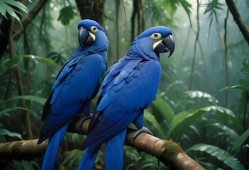 Fototapeta premium A resplendent hyacinth macaw parrot
