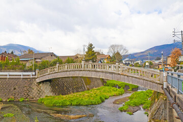 Naklejka premium Yufuin onsen in Beppu city, Oita Prefecture, Kyushu, Japan. 