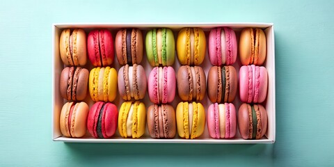 Box of beautiful macarons, beautiful, macarons, dessert, colorful, sweet, French, pastry, treat, luxury