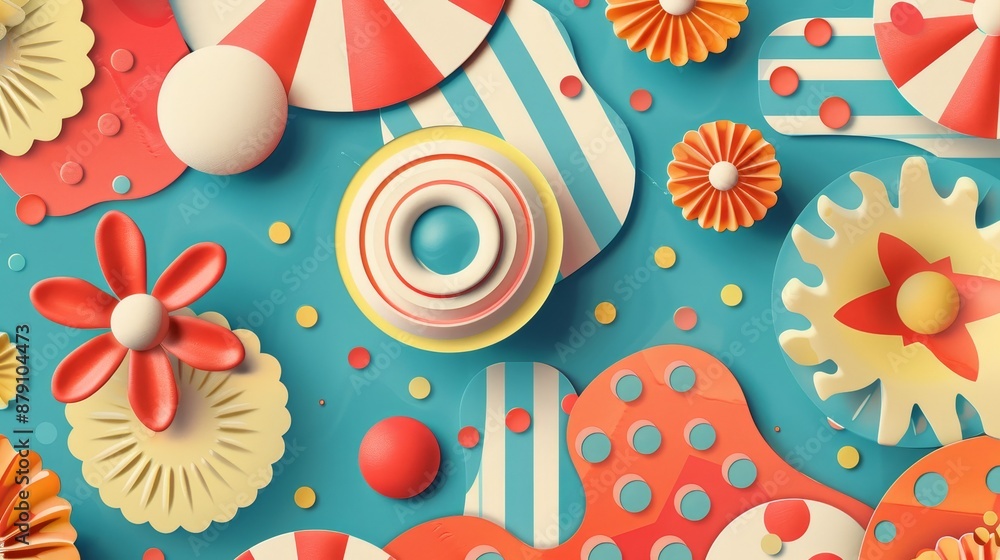 Poster develop a 3d abstract pattern with cute retro motifs ai generated illustration