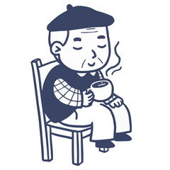 Eldelry with a cup of coffee