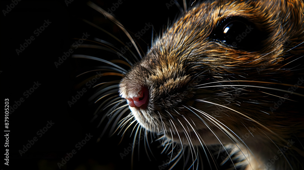 Poster closeup of a rat's nose and whiskers - realistic photo