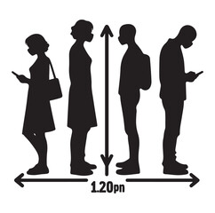 Social distance silhouette Simple icon representing social distance vector silhouette