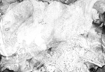 Abstract monochrome marble background. Different shades of gray. Chaotic white and black spots. Black dots. Softness. Ink blur.