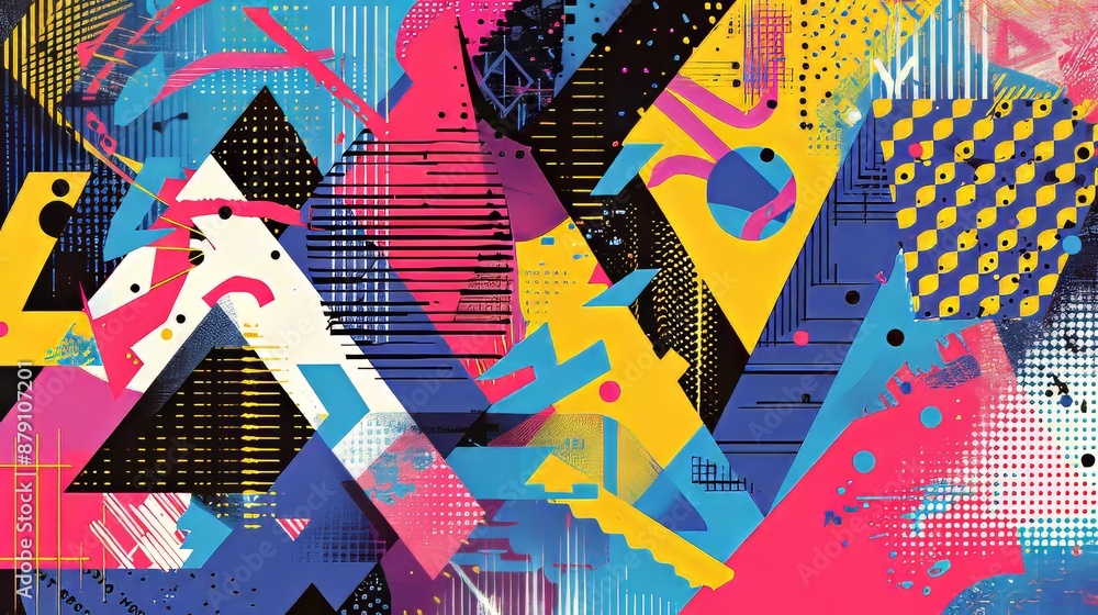 Fototapete vs text in a pixel art memphis pattern ai generated illustration