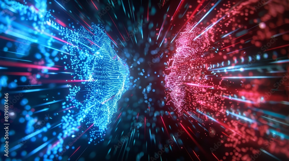 Poster vs text rendered in a 3d holographic display ai generated illustration