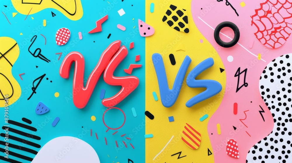 Fototapete vs text with a memphis pattern background ai generated illustration
