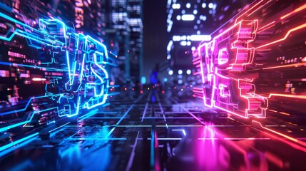 Obraz premium Vs text with a holographic 3D effect AI generated illustration