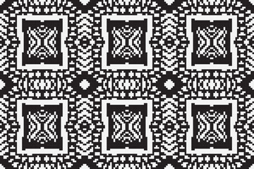 Obraz premium Abstract seamless pixel pattern. Repeating geometric ornament. Close up monochrome carpet. Ethnic tribal pattern. Vintage style.