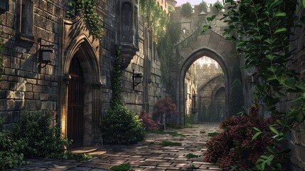 Wandering through a fantastical 3D castle AI generated illustration