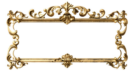 empty gold ornate frame with white background,generative ai