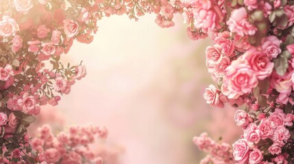 Obraz premium Card design: Enchanted garden wedding invitation, floral fantasy with spacious text area