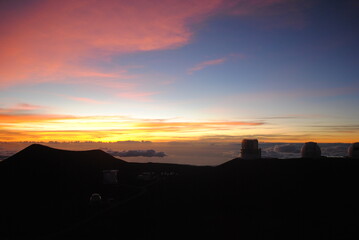 sunset over the clouds in the mountains 