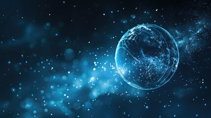 Obraz premium Abstract half bubble sphere background with space model Cosmic universe with digitally inserted blue giant Ideal for web design elements