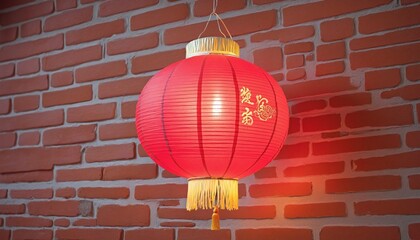 Obraz premium chinese lantern in front of brick wall