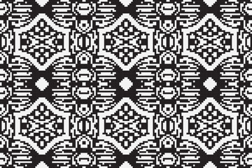 Pixel monochrome seamless. pixel patterns in Aztec geometric tribal style. Vector illustration. Ethnic abstract ikat art. Aztec ornament print. geometric