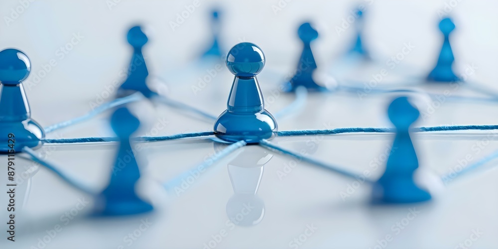 Poster nodes in a business network representing interconnected entities. concept business connections, netw