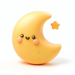 Fototapeta premium cute moon emoji on white background