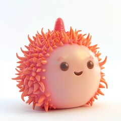 Fototapeta premium cute rambutan emoji on white background