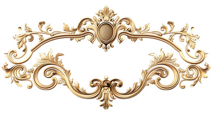 gold decorative photo frame border design white background,generative ai