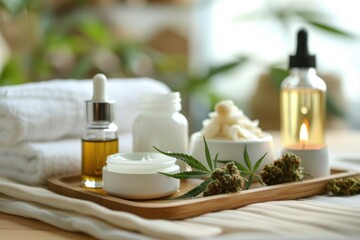 Photo of cannabis extract in spas, Generative AI