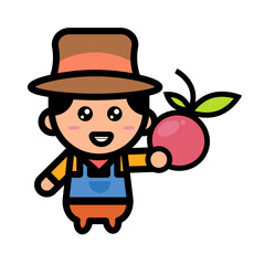 male farmer holding apples