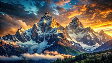 Obraz premium A powerful message of motivation and determination, set against a backdrop of symbolic mountains , achievement