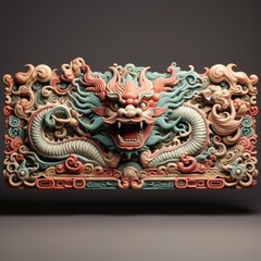 Beautifully Carved Ancient Chinese Wooden Plaque with Intricate Design