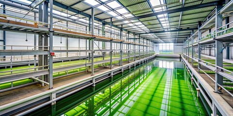 Fototapeta premium Algae farm facility producing bio fuel for sustainable energy source, Algae, farm, bio fuel, sustainable, energy