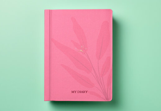 Flatlay Diary Cover Mockup With Generative AI