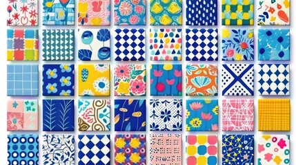 A colorful mosaic of various patterns and textures