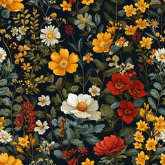 trendy botanical pattern, depth, ultrarealistic, realsim, flat vector illustration