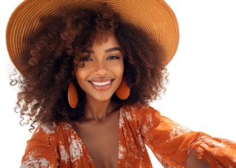 PNG Influencer portrait smiling travel.