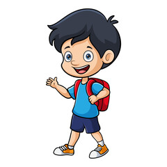 Cute happy school boy cartoon